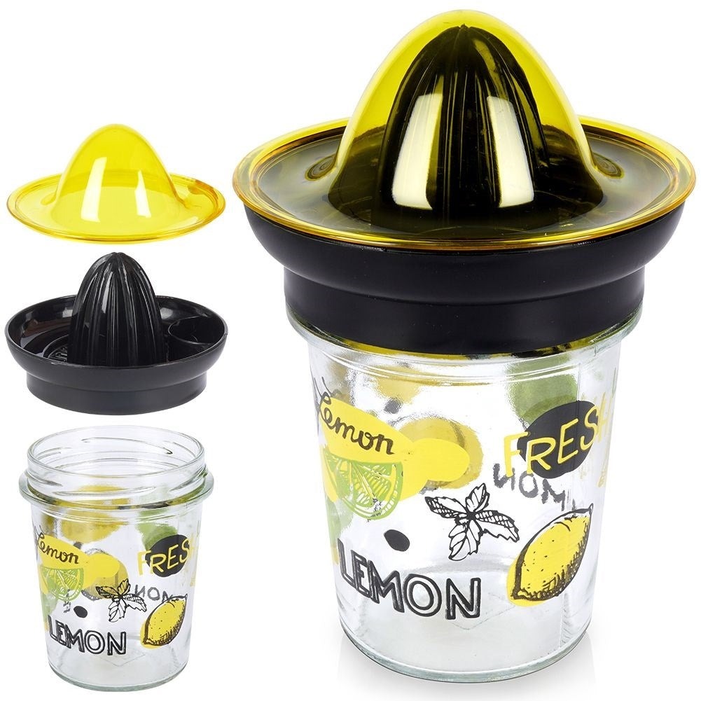 Citrus press with glass container for easy juicing