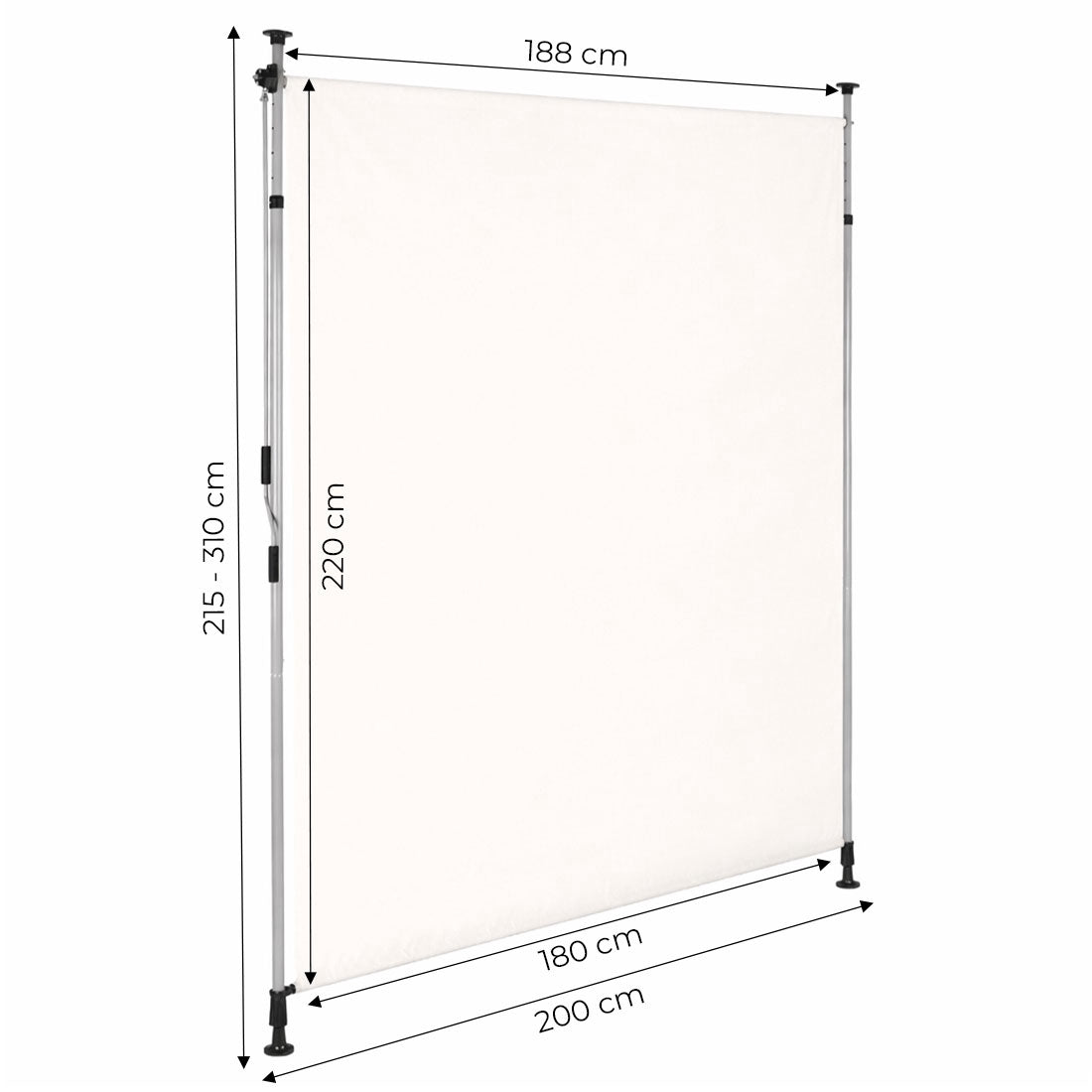 Clamp Awning with Crank, Adjustable Height, Beige