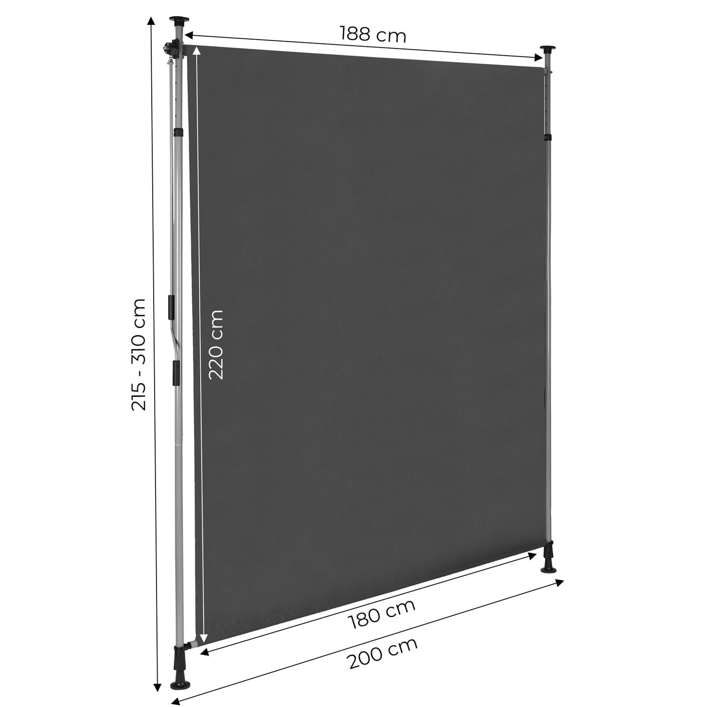 Clamp-On Retractable Awning with Crank, Height Adjustable, Anthracite MultiGarden
