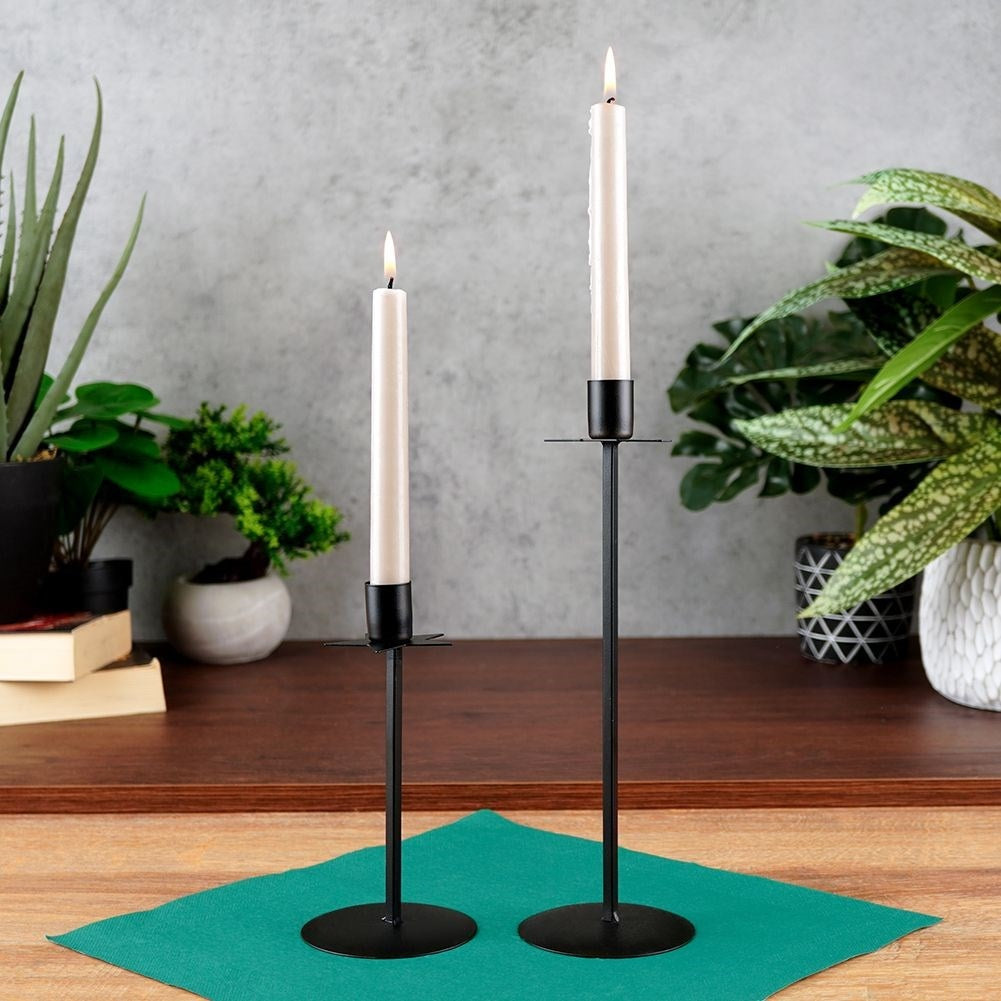 Classic Black Candlestick with Decorative Star