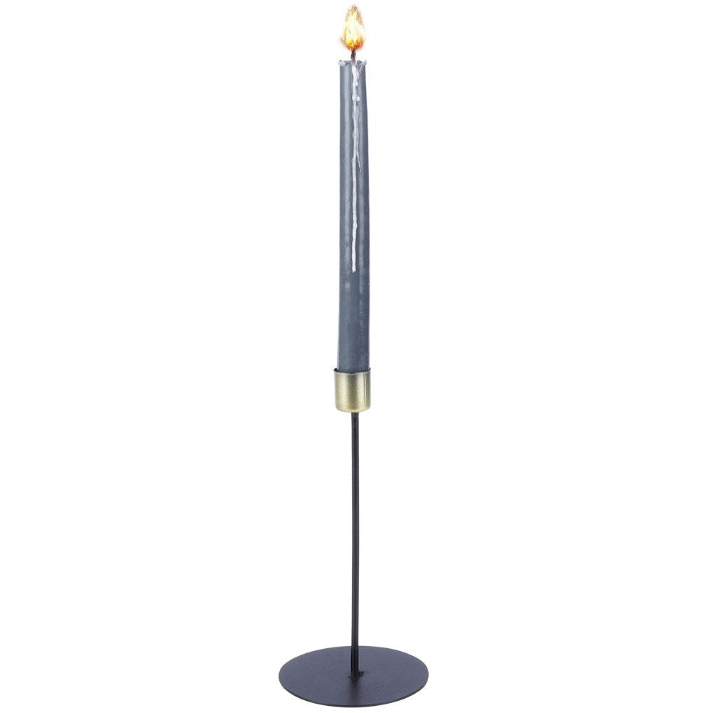 Classic metal candle holder for long candles - gold & black