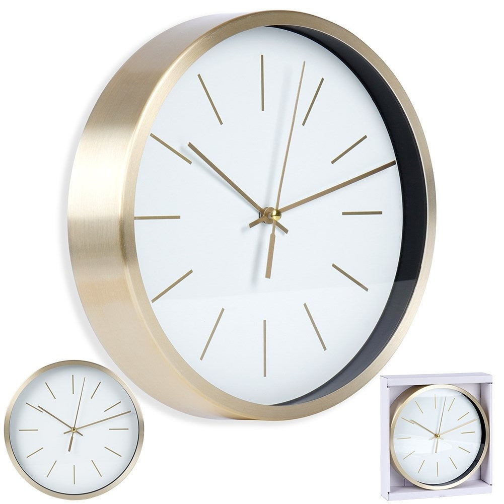 Classic wall clock 25 cm with white dial and gold frame