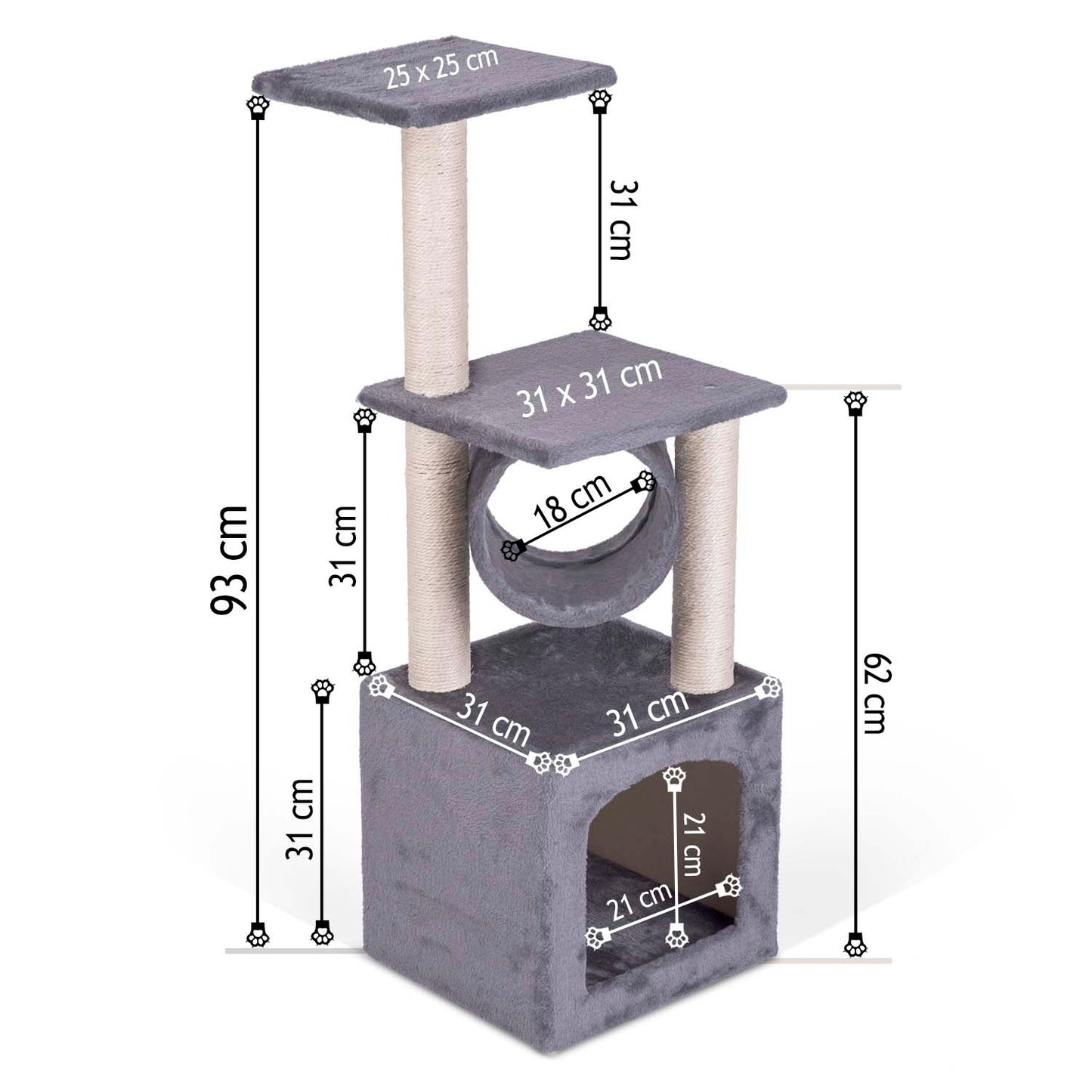 Claw tree for Cat 93 cm DR-265 Pethaus Light grey