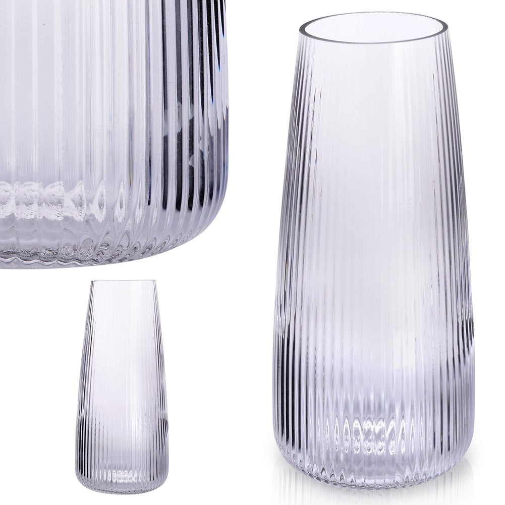 Clear fluted glass vase for flowers and decorations