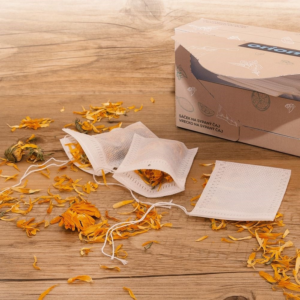 Cloth bags for tea, herbs & coffee - 50 in a dispenser box