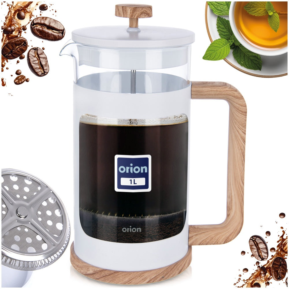 Coffee and tea piston maker, glass, WHITELINE, 1 l