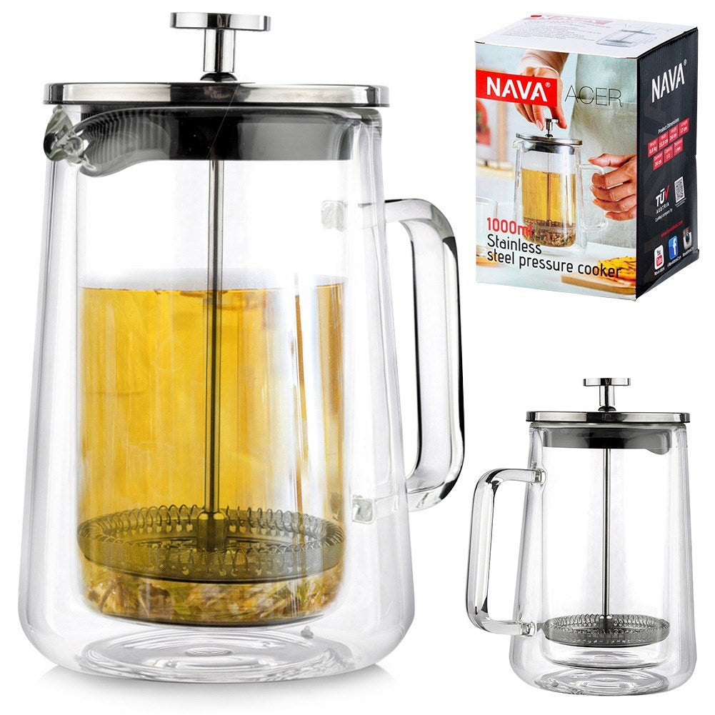 Coffee and tea piston maker, glass, thermal, double-walled, ACER, 1 l