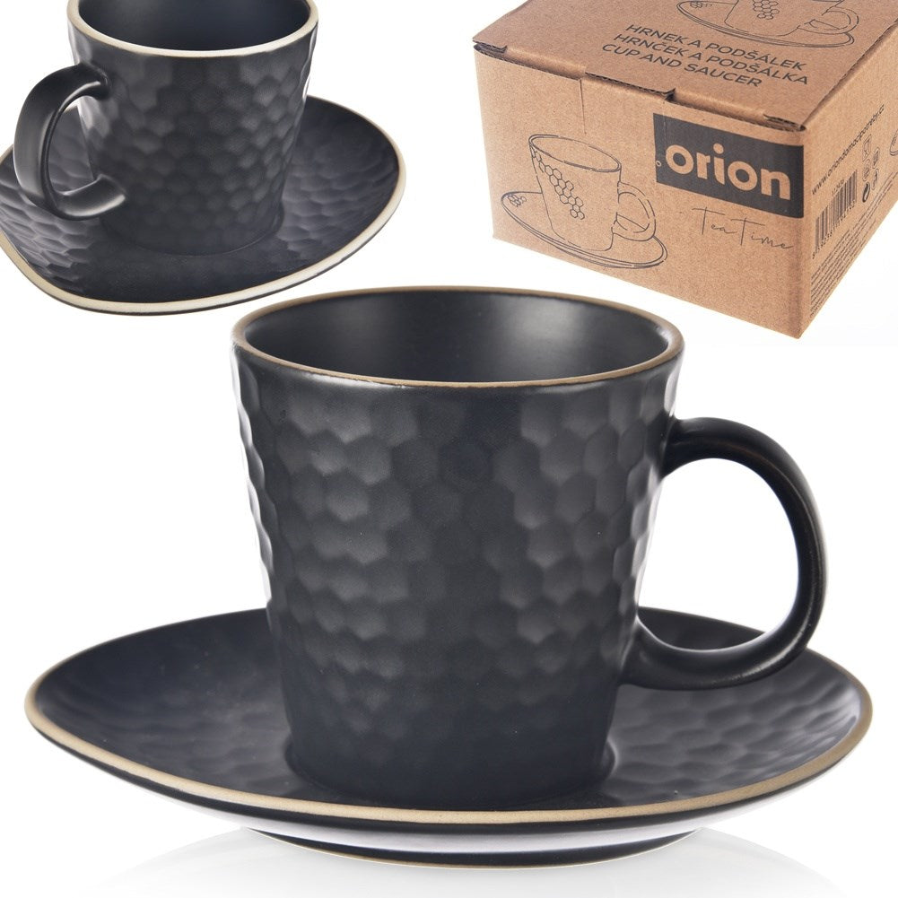 Coffee cup with saucer for espresso ceramic black TEA TIME 95 ml