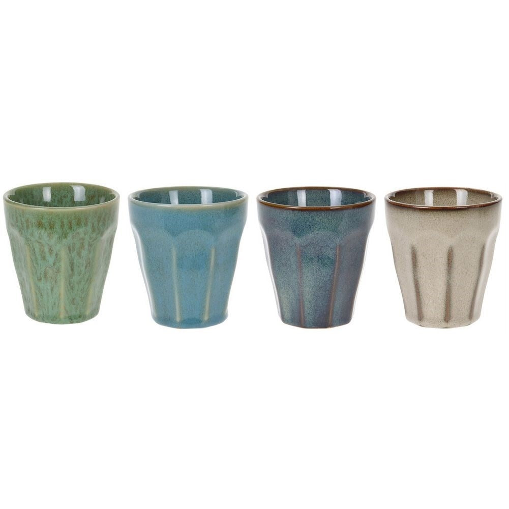 Colorful porcelain mugs for hot and cold drinks
