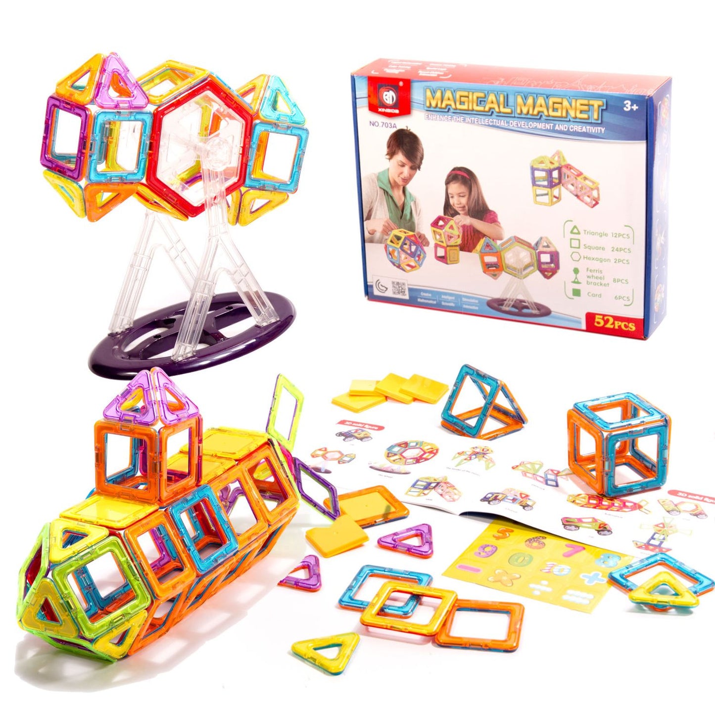 Coloured magnetic blocks MAGICAL MAGNET 52 PUH