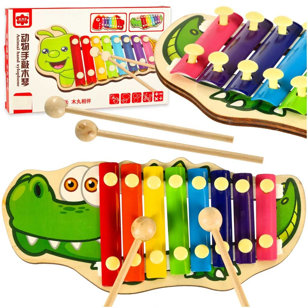 Colourful wooden dulcimer for children crocodile