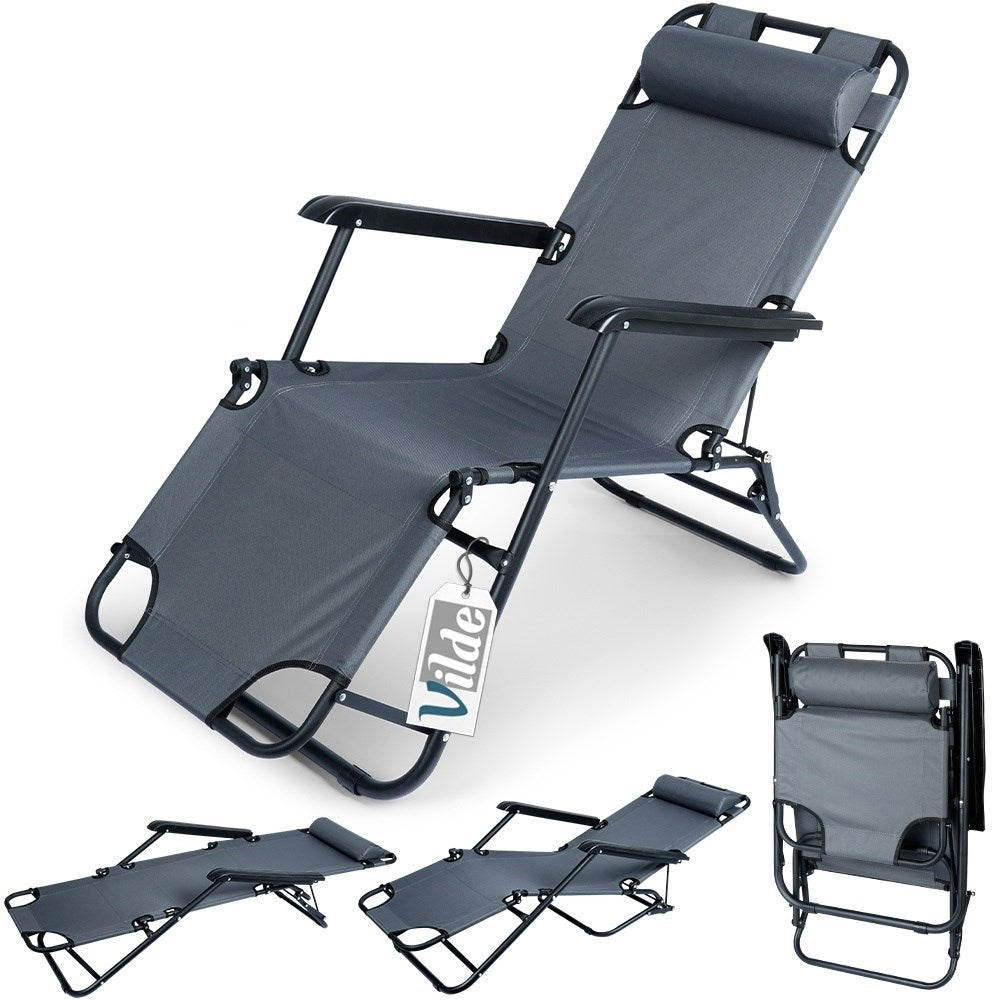 Comfortable sun lounger with three adjustable positions for outdoor use