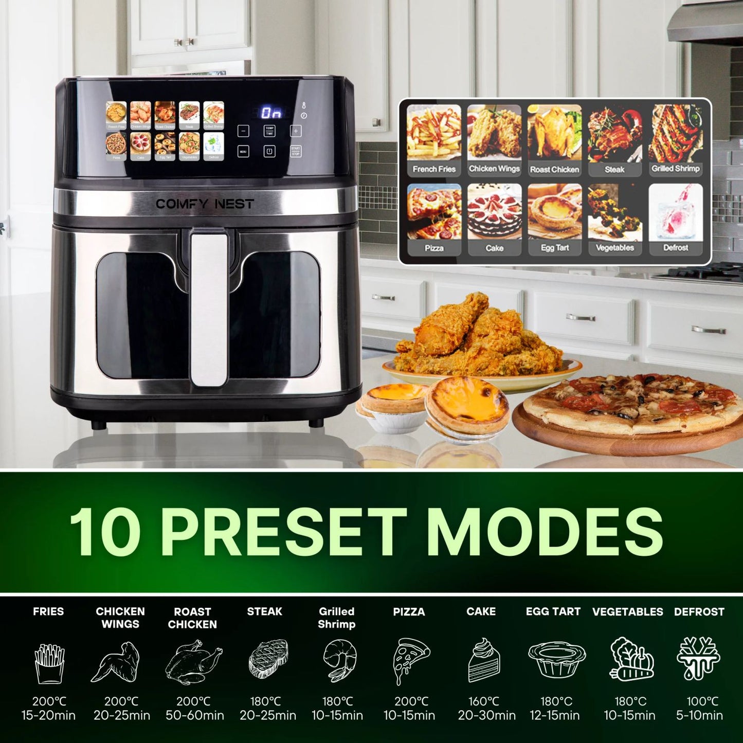Comfy Nest CN-06160: 1700W Digital Air Fryer - 8L