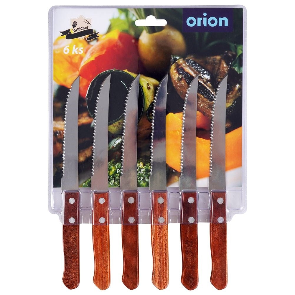 Complete set of six serrated blades for grilling