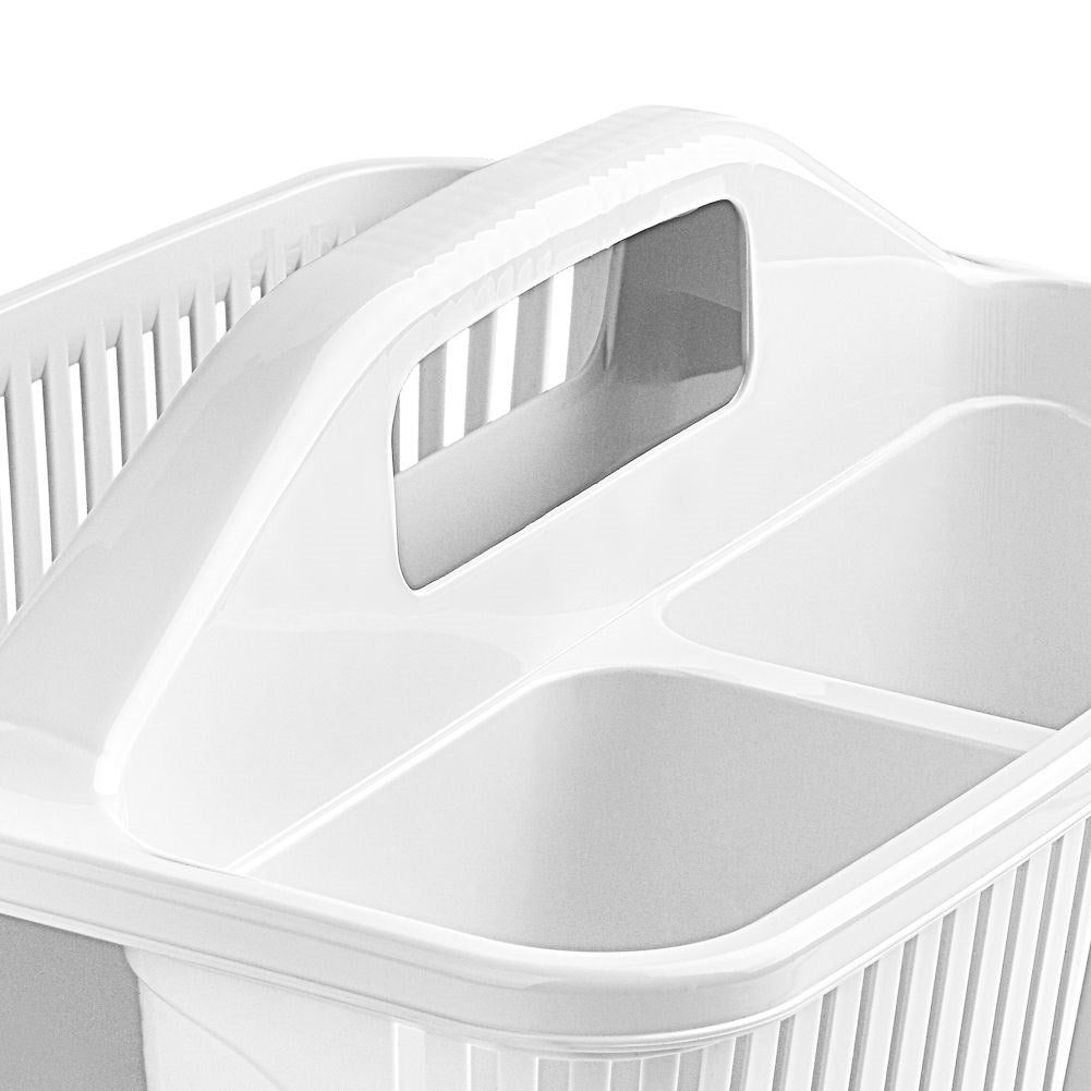 Convenient white storage box with handle for cleaning agents