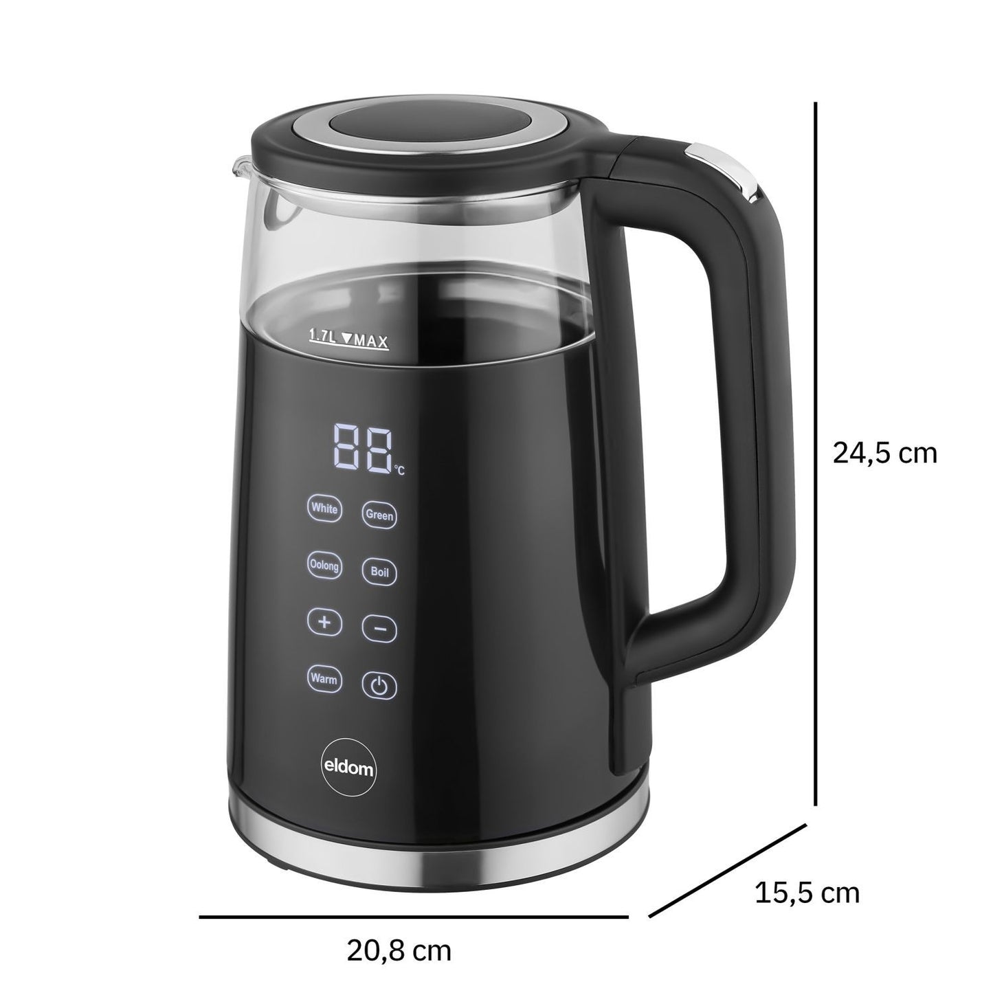 Cordless Electric Kettle 1.7L, 2200W, Temp Control