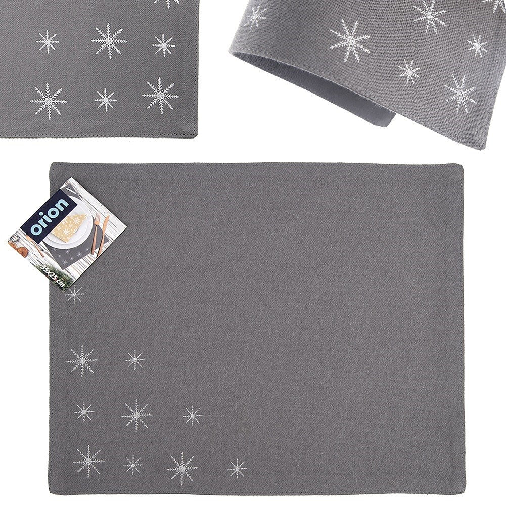 Cotton table mat Christmas gray PETAL 33.5x26 cm
