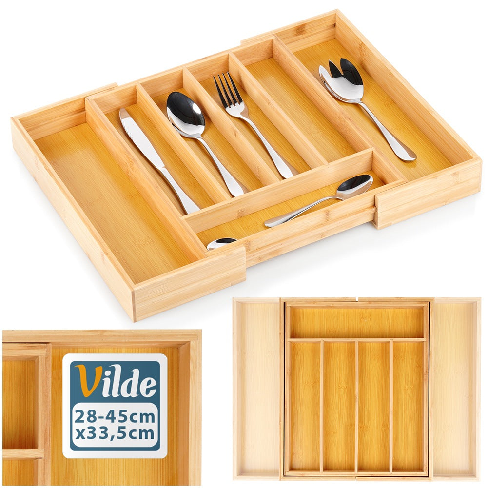 Cutlery drawer insert extendable bamboo 28-45x33.5 cm
