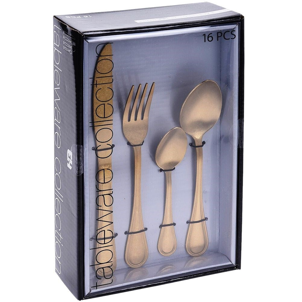 Cutlery in matt gold for 4 people