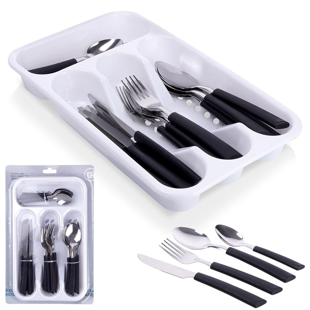Cutlery set for 6 with drawer insert, stainless steel and plastic