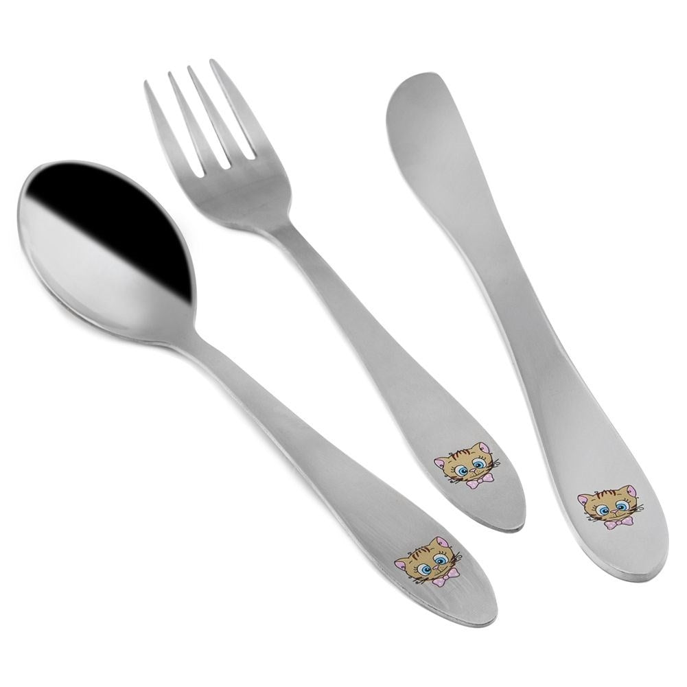 Cutlery set for children with a charming cat motif