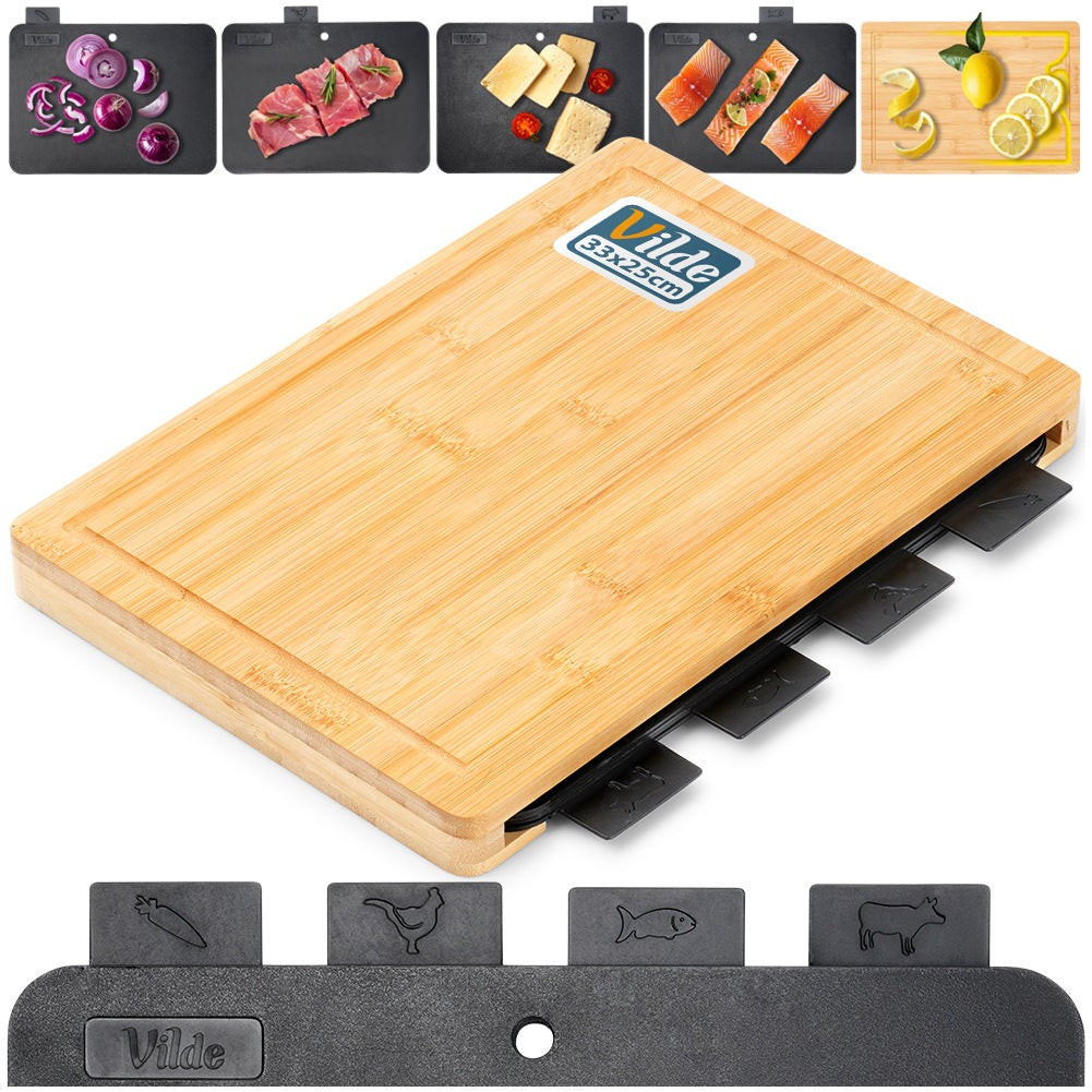 Cutting Board Set with Stand, 5 Pieces