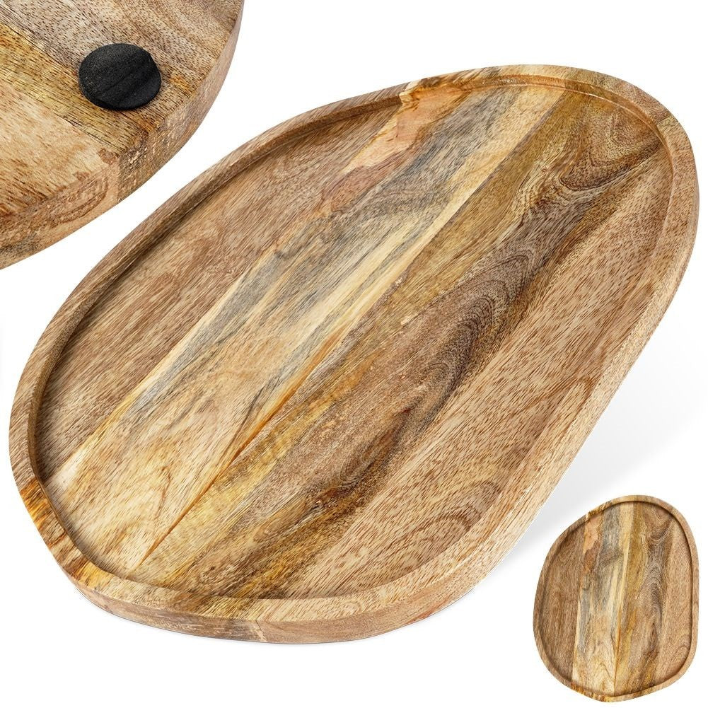 Cutting board in mango wood with a high edge and felt cushions