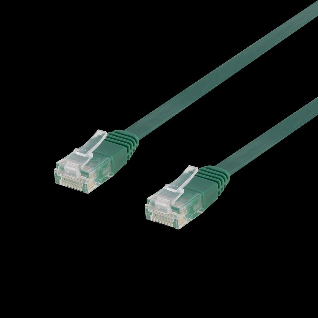 DELTACO Cat6 network cable, flat, 10m, 250MHz, green