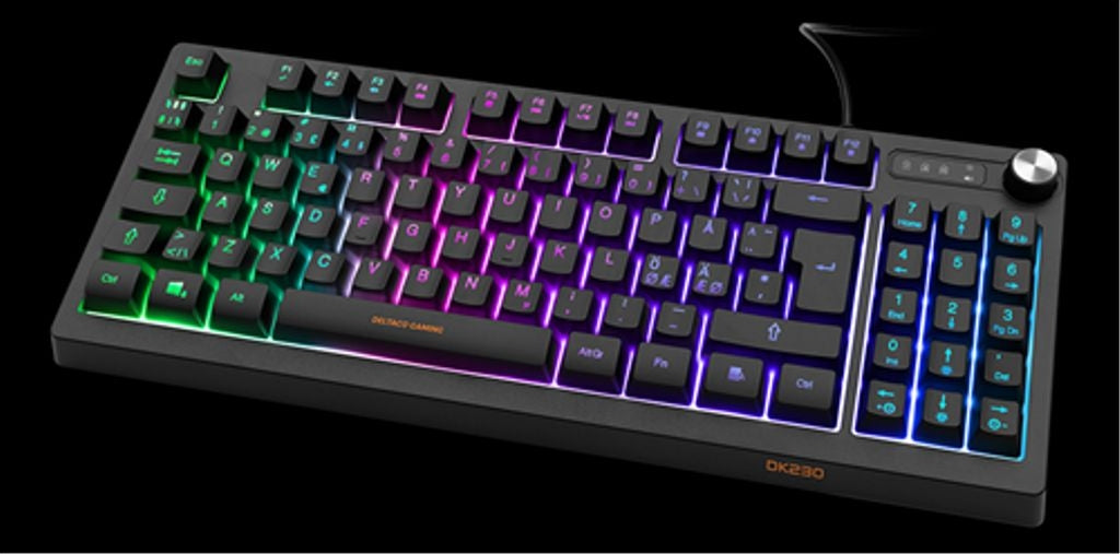 DELTACO GAMING DK230 Membrane Running RGB TKL Keyboard with Numpad - Black