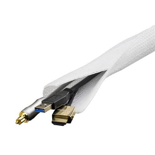 DELTACO Nylon cable sorting sock with Velcro, 5m - White