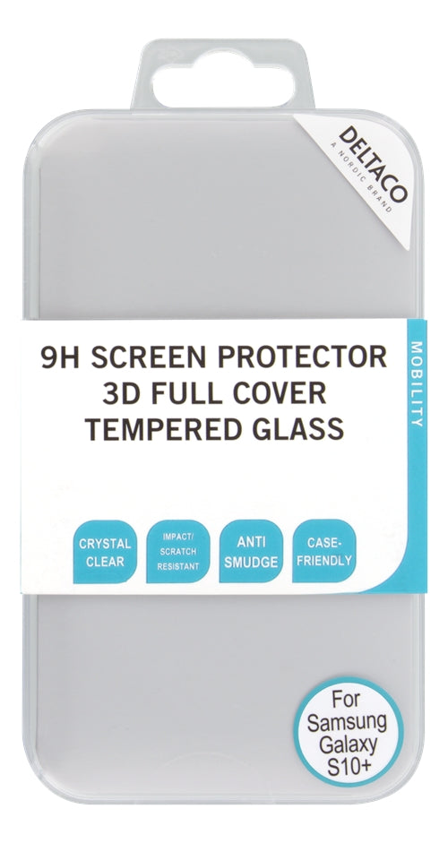 DELTACO Screen Protector in 3D Tempered Glass for Galaxy S10 Plus - Transparent