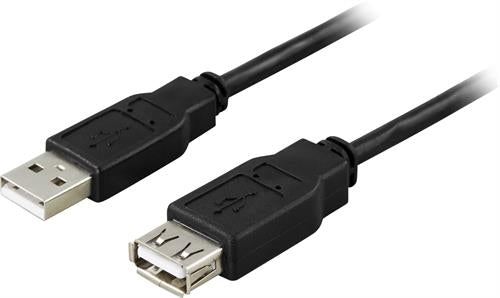 DELTACO USB 2.0 Extension Cable Type A Male - Type A Female, 2m - Black