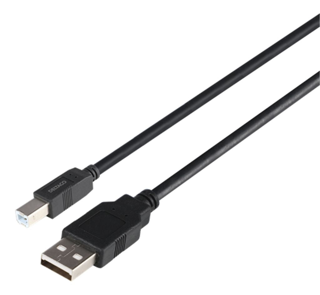 DELTACO USB 2.0 cable USB-A male - USB-B male, LSZH, 3m. - Black