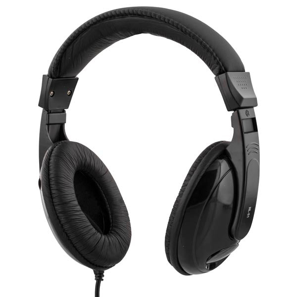 DELTACO headphones, closed, volume control, 2.5m cable, black