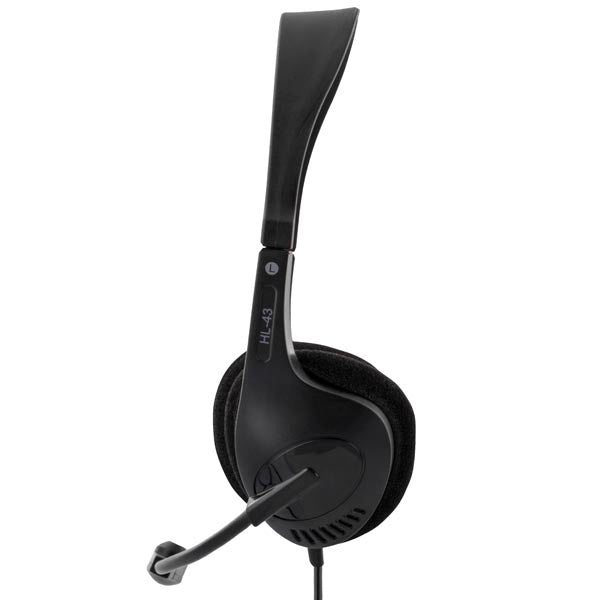 DELTACO headset, closed, volume control on the cable, 2x3.5mm, 2.5m cable, black