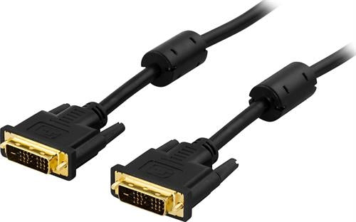 DVI Single Link monitor cable, DVI-D 18+1-pin ha-ha, gold-plated connectors, pure copper conductor, 2m, black