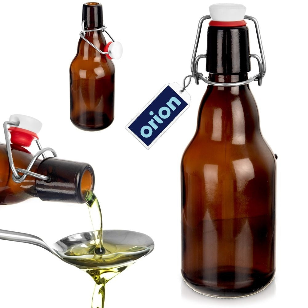 Dark Glass Bottle 340 ml with Patent Cork for Homemade Drinks