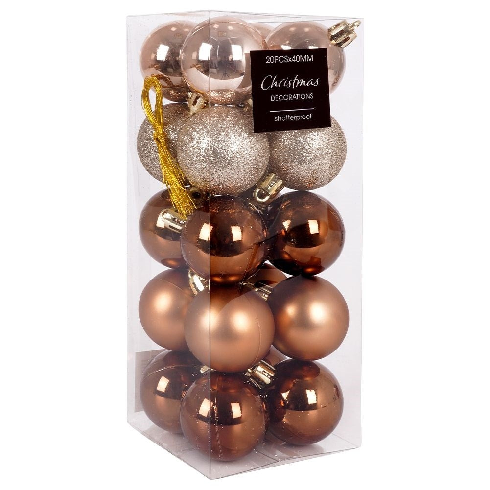 Decorative unbreakable Christmas tree balls in amber color - 20 pcs