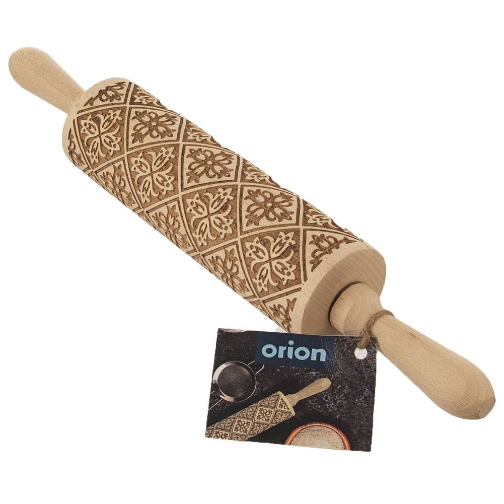 Decorative wooden rolling pin with bells 38 cm