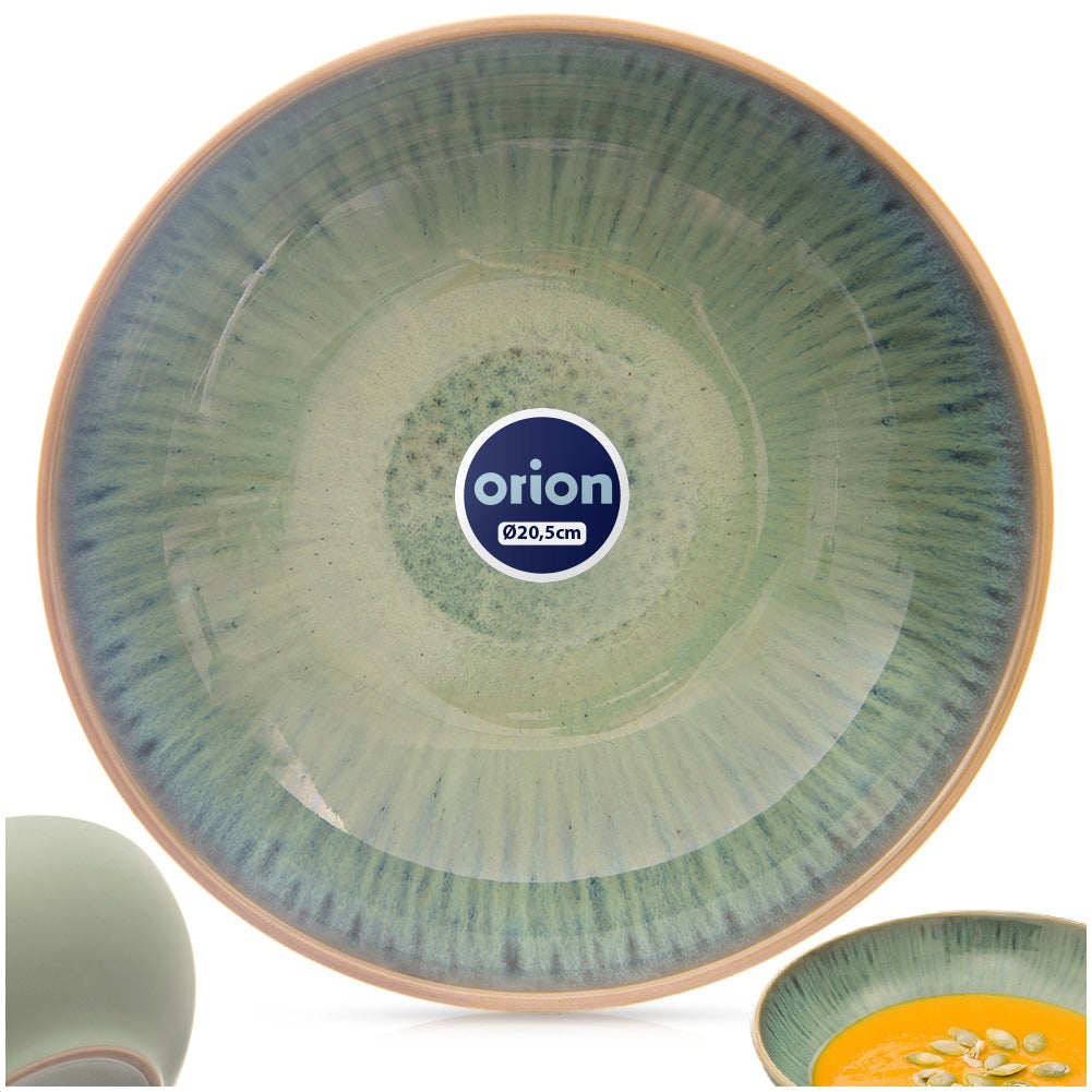 Deep ceramic dinner plate, green, GLAZE, 20.5 cm, 900 ml