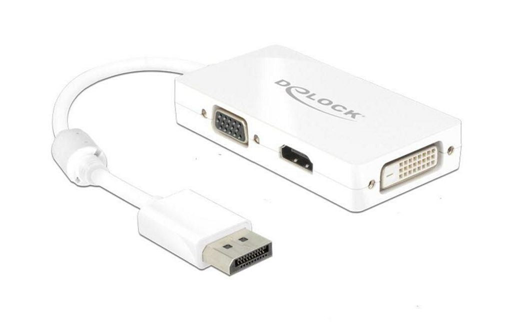 Delock Adapter DisplayPort male to VGA / HDMI / DVI female, Passive - White