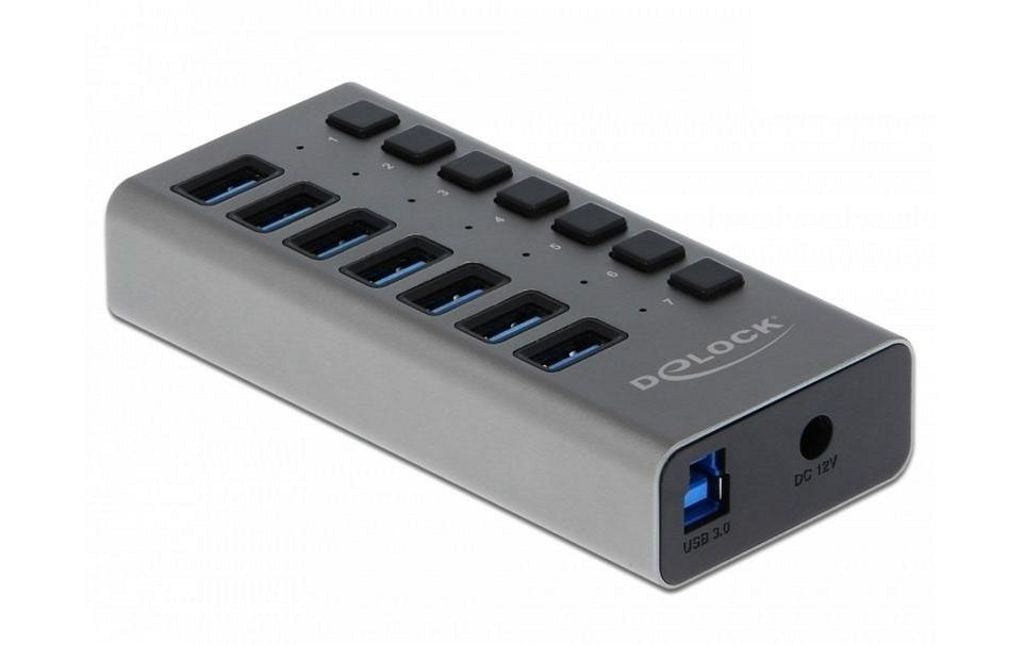 Delock External USB-A Hub with 7 Ports + Switch, 5 Gbps