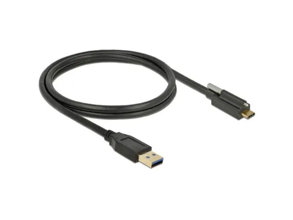 Delock SuperSpeed USB-A to USB-C Cable with screw, 10bps, 1m