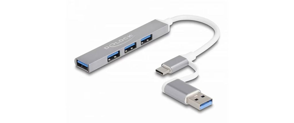 Delock USB-A/USB-C Hub 3x USB-A 480Mbps /1x USB-A 5Gbps - Silver
