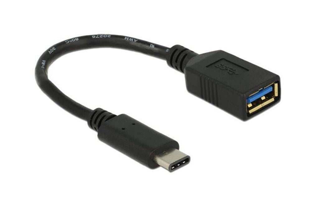 Delock USB-C male to USB-A female Adapter, 15 cm - Black