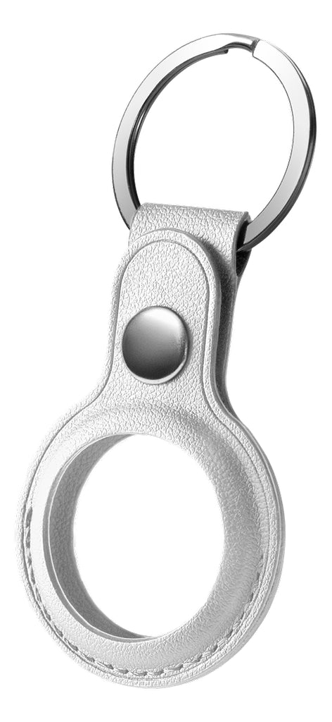 Deltaco Apple Airtag Keychain with Leather Shell - White