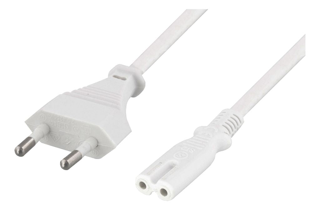 Deltaco Device cable CEE 7/16 - IEC 60320 C7, Ungrounded, 10m - White