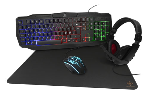 Deltaco Gaming 4-in-1 RGB-Gaming Kit Keyboard, Mouse, Mousepad & Headset