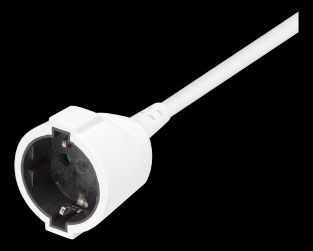Deltaco Grounded Extension Cable, 3m - White