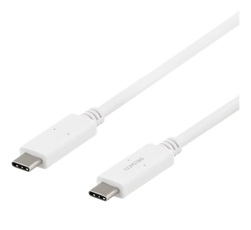 Deltaco USB-C to USB-C Cable, 1m, 5A - White